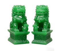 SYLUOQP Coppia di Cani Fu Foo, Leoni, Statue di Leoni Feng Shui for registratore di Cassa, scrivania da Ufficio, inaugurazione della casa, Regalo di Apertura del Negozio(Green,10 * 6.3 * 20cm)