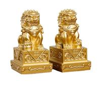 SYLUOQP Coppia di Statue di Cani Fu in Ottone da 2 Pezzi, Leoni Cinesi for la ricchezza e la Protezione del Feng Shui, Figurine for la Decorazione della casa, Regali di inaugurazione della