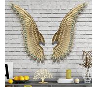 SYLUOQP Grande Decorazione da Parete ad Ala d'Angelo, Arte della Parete 3D in Metallo, sculture ad Ala, Statua ad Ala di Angelo, Ornamento per Muro, Soggiorno, Camera da Letto,d'oro,125cm