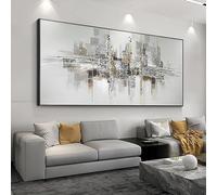 SYLUOQP Grande Tela Astratta Grigia in Bianco e Nero - Moderna Opera d'Arte per la Decorazione della Parete del Soggiorno Poster,Senza Cornice,50 * 100cm