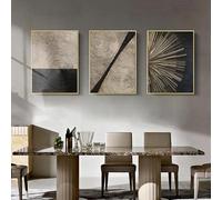 SYLUOQP Poster con Texture di Linee su Tela in 3 Pezzi, Anelli annuali in Oro Bianco e Nero con Immagini, Quadri su Tela con Linee di Anelli annuali Astratti, Arte murale,Senza Cornice,C,40x60cm