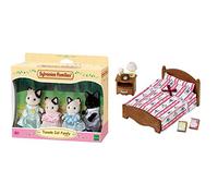 SYLVANIAN FAMILIES 5181 Figurine Famiglia Gatto Tuxedo & 5019 Giocattolo Letto E Comodino
