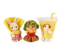 Sylvanian Families Baby Trio Hamburger Set Calico Critters Giocattolo Barbonc...