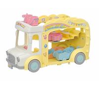 Sylvanian Families - Il Bus Arcobaleno Sole - Autobus a 3 Piani Trasformabile in Area Giochi per 28 Bebè - Modello 5744
