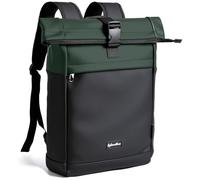 Sylvanthos Zaino Impermeabile, Zaino Porta Pc Unisex con Cerniera Antifurto, Zaino Rolltop Capacità Espandibile 18-25 Litri, Rains Zaino per viaggio, Scuola, Business Ufficio - Verde