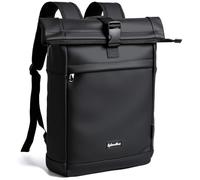 Sylvanthos Zaino Impermeabile, Zaino Porta Pc Unisex con Cerniera Antifurto, Zaino Rolltop Capacità Espandibile 18-25 Litri, Rains Zaino per viaggio, Scuola, Business Ufficio - Nero