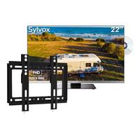SYLVOX 12V TV 22" & Supporto Televisione Regolabile -1080P FHD con Lettore DVD Integrato, DVB-T2/S2, USB, HDMI, Adattatore TV 12V, Ideale per Camper, Roulotte, Caravan, Camion - 2 Anni di Garanzia