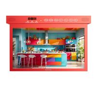 SYLVOX 15.6 Pollici TV per Cucina Ribaltabile, Mini Smart Android Televisore 1080P FHD - 12V Pieghevole a 90°, Girevole ± 180° | DVB-T2/S2 | USB | Kitchen Televisione per Camper, Camera - Rosso