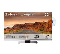 SYLVOX 22" Smart Google 12V TV per Camper, 1080P, Lettore DVD Integrato | Ampia Tensione 100-240V,Design Senza Bordi,Triple Tuner DVB-S2/T2, HDMI/USB,HEVC 10, Ideal per Roulotte, Caravans, Camion