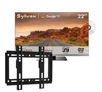 SYLVOX 22" Smart Google 12V TV per Camper & Supporto TV Regolabile | 1080P, Lettore DVD Integrato, Adattatore Televisori 12V, Triple Tuner DVB-T2/S2, USB, HDMI, Ideale per Roulotte, Caravans, Camion