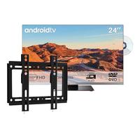 SYLVOX 24" Smart Google 12V TV per Camper & Supporto TV Regolabile | 1080P, Lettore DVD Integrato, Adattatore Televisori 12V, Triple Tuner DVB-T2/S2, USB, HDMI, Ideale per Roulotte, Caravans, Camion