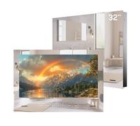 SYLVOX 32 Pollici Specchio TV, Smart Google Television 1080P FHD 500 Nits Mirror Montaggio Integrato Design Televisore IP65 impermeabile, DVB-C/T2/S2 | WiFi, Bluetooth, per Doccia, Bagno
