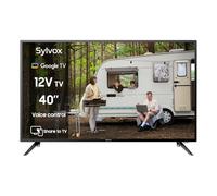SYLVOX 40 pollici Smart TV con Adattatore 12V, Google TV per Camper, Caravan, Camion, 12 Volt 1080P Digitale Televisore, Tuner DVB-T2/S2, USB, HDMI, Wi-Fi, Google Assistant - 2 Anni di Garanzia