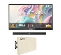 SYLVOX 55" TV da Esterno con Copertura & Soundbar Bluetooth - 4K HDR10 1000Nits, Smart Google Outdoor TV IP55 Impermeabile, DVB-T2/S2/C HEVC 10, WiFi, per Piscina, Giardini, Terrazza (Deck Pro 2.0)