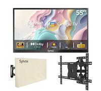 SYLVOX 55" TV da Esterno con Copertura & Supporto da Parete - 4K HDR10 1000Nits, Smart Google Outdoor TV IP55 Impermeabile, DVB-T2/S2/C HEVC 10, WiFi, per Piscina, Giardini, Terrazza (Deck Pro 2.0)
