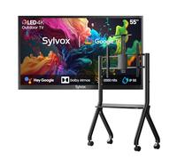 SYLVOX 55" TV da Esterno con Copertura & Supporto Televisore con Ruote - 4K HDR10 1000Nits, Smart Google Outdoor TV IP55 Impermeabile, DVB-T2/S2/C, per Piscina, Giardini, Terrazza (Deck Pro 2.0)