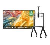 SYLVOX 55" TV da Esterno Frameless con Copertura & Supporto Tele con Ruote - 4K UHD 2000Nits, Smart Google Outdoor TV Impermeabile IP56, Dolby Atmos, Wi-Fi, Assistente, Bluetooth (Frameless Pro)