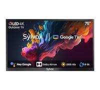 SYLVOX 75" Google TV da Esterno, QLED 4K UHD 2000Nits, IP55 Impermeabile