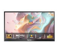 SYLVOX 75" TV da Esterno, 4K HDR10 1000Nits, Smart Google TV IP55 Impermeabile, DVB-T2/S2/C HEVC 10, WiFi, Google Assistant, Outdoor Televisione per Piscina, Giardini, Terrazza (Deck Pro 2.0)
