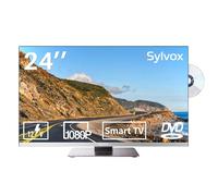 SYLVOX Smart TV HD 24" (60cm) per Camper, Android Televisori 1080P, Lettore DVD Integrato, Adattatore TV 12 Volt, Digitale TV (DVB-T2/S2), USB, HDMI, Ideale per Roulotte, Camper, Caravans, Camion