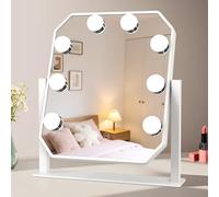 sylvwin Hollywood Specchio per il Trucco con 8 Luci LED - Ruotabile a 360°,3 Temperature di Colore Regolabili (3000K/4000K/6000K) Specchio Tavolo,Controllo Touch,Dimmerabile,Specchio di Vanità Plug-in