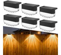 Sylvwin Lampade Solari per Uso Esterno, Confezione da 6 Luci Solari a LED, Lampade Solari per Pareti Esterne, Luci Solari da Parete per Scale, Gradini, Recinzioni, Ringhiere, Cortile (Bianco Caldo)
