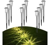 Sylvwin Luci solari da giardino a LED, lampade solari per giardino esterno, confezione da 10 luci solari da giardino bianco caldo, luci solari da giardino impermeabili IP44 per prato, giardino