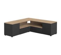 Symbiosis Angle, Tavolino porta tv angolare, Nero e Rovere Naturale 130x130.05x45 cm