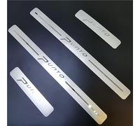 Symilov 4 Pezzi Acciaio Inossidabile Battitacco per Auto Sticker per Fi-at Punto, Esterno Battitacco Protezione Plates Anti-Graffio Scuff Adesivi Accessori,Silver