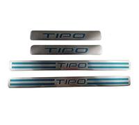 Symilov 4 Pezzi Acciaio Inossidabile Battitacco per Auto Sticker per Fi-at Tipo, Esterno Battitacco Protezione Plates Anti-Graffio Scuff Adesivi Accessori,Silver
