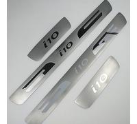 Symilov 4 Pezzi Acciaio Inossidabile Battitacco per Auto Sticker per Hyu-ndai i10 2013-2020, Esterno Battitacco Protezione Plates Anti-Graffio Scuff Adesivi Accessori,Silver