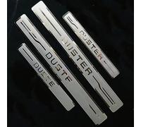Symilov 4 Pezzi Acciaio Inossidabile Battitacco per Auto Sticker per Ren-Ault Dacia Duster, Esterno Battitacco Protezione Plates Anti-Graffio Scuff Adesivi Accessori,Silver