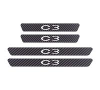 Symilov 4 Pezzi Battitacco Auto in Fibra di Carbonio per Citr-oen C6 C5 C4L C4 C3 C2 C1 DS DS3 DS5 DS7, Adesivi del Protezione del Battiscopa del Davanzale della Porta Car Styling Accessori, C3