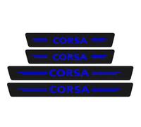 Symilov 4 Pezzi Fibra di Carbonio Battitacco per Auto Sticker, per Op-El Corsa A B C D E F 2000-2019, Esterno Battitacco Protezione Plates Anti-Graffio Scuff Adesivi Decorativi Accessori,Blue