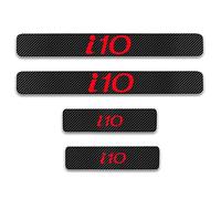 Symilov 4 Pezzi Fibra di Carbonio Battitacco per Hyun-dai I10, Esterno Battitacco Protezione Plates Anti-Graffio Scuff Adesivi Accessori,Red