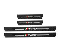 Symilov 4 Pezzi Sticker di Battitacco in Fibra di Carbonio per Auto, per Fi-at Tipo, Battitacco Protezione Plates Anti-Graffio Scuff Adesivi Accessori,Black