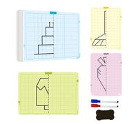 Symmetry Drawing Board a partire da 5 a 12 anni, simmetria erasable Disegno, 20 modelli, per ricreare immagini speculari riutilizzabili con 2 penne, set di apprendimento educativo con esercizi di