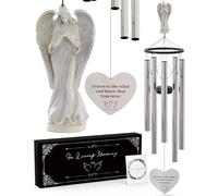 Sympathy Hearts - Campana a vento con angelo commemorativa per la perdita di una persona cara, madre, padre, marito, da esterno, tono profondo