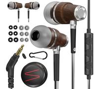 Symphonized® Auricolari con Filo e Microfono, bassi da 8 mm, suono 3D in legno di Bubinga, cuffie in ear cancellazione attiva del rumore, Jack 3,5 mm, controllo del volume per cellulare, PC e tablet.