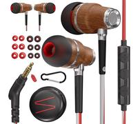 Symphonized® Auricolari con Filo e Microfono, bassi da 8 mm, suono 3D in legno di Bubinga, cuffie in ear cancellazione attiva del rumore, Jack 3,5 mm, controllo del volume per cellulare, PC e tablet.