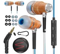 Symphonized® Auricolari con Filo e Microfono, bassi da 8 mm, suono 3D in legno di Bubinga, cuffie in ear cancellazione attiva del rumore, Jack 3,5 mm, controllo del volume per cellulare, PC e tablet.