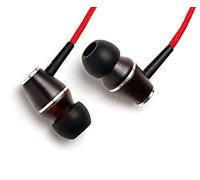 Symphonized XTC - Cuffie intrauricolari in vero legno con isolamento acustico, con microfono, colore: Rosso