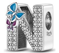 Symretie Bead Charm Ciondolo Argento Sterling 925 con Cubic Zirconia Pendenti per Pandora Braccialetti, Compatibile con Braccialetti e Collane europei