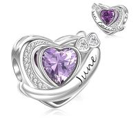 Symretie Bead Charm Ciondolo Argento Sterling 925 con Cubic Zirconia Pendenti per Pandora Braccialetti, Compatibile con Braccialetti e Collane europei