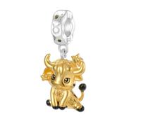 Symretie Bead Charm Ciondolo Argento Sterling 925 con Cubic Zirconia Pendenti per Pandora Braccialetti, Compatibile con Braccialetti e Collane europei