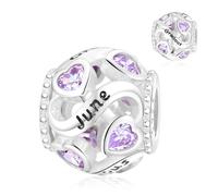 Symretie Bead Charm Ciondolo Argento Sterling 925 con Cubic Zirconia Pendenti per Pandora Braccialetti, Compatibile con Braccialetti e Collane europei