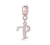 Symretie Bead Charm Ciondolo Argento Sterling 925 con Cubic Zirconia Pendenti per Pandora Braccialetti, Compatibile con Braccialetti e Collane europei
