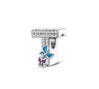 Symretie Ciondolo a forma di lettera A-Z, in argento Sterling 925, compatibile con braccialetti Pandora, ciondoli pendenti, adatti per collane e bracciali, gioielli ideali come regalo per le donne
