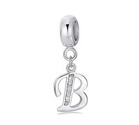 Symretie Ciondolo charm lettera B argento sterling 925, compatibile con bracciali e collane europei, per regali di Natale per la festa della mamma da donna