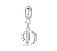 Symretie Ciondolo charm lettera D argento sterling 925, compatibile con bracciali e collane europei, per regali di Natale per la festa della mamma da donna